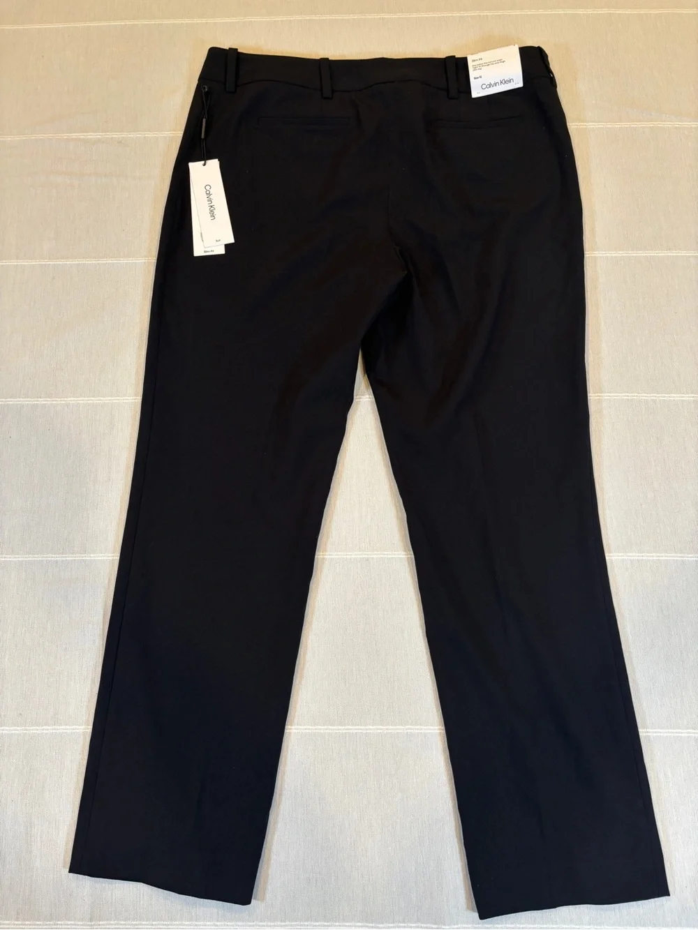 NWT Calvin Klein Slim Fit Black Dress Pants Women’s Size 12 Stretch Career